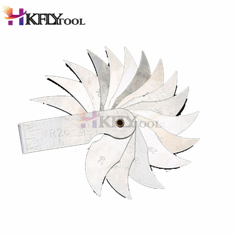 R26-80mm Measure Tool 16 Leaves Metal Radius Gauge Gage Measuring Tool External Internal Concave Convex Measuring Gauging Tool: Default Title
