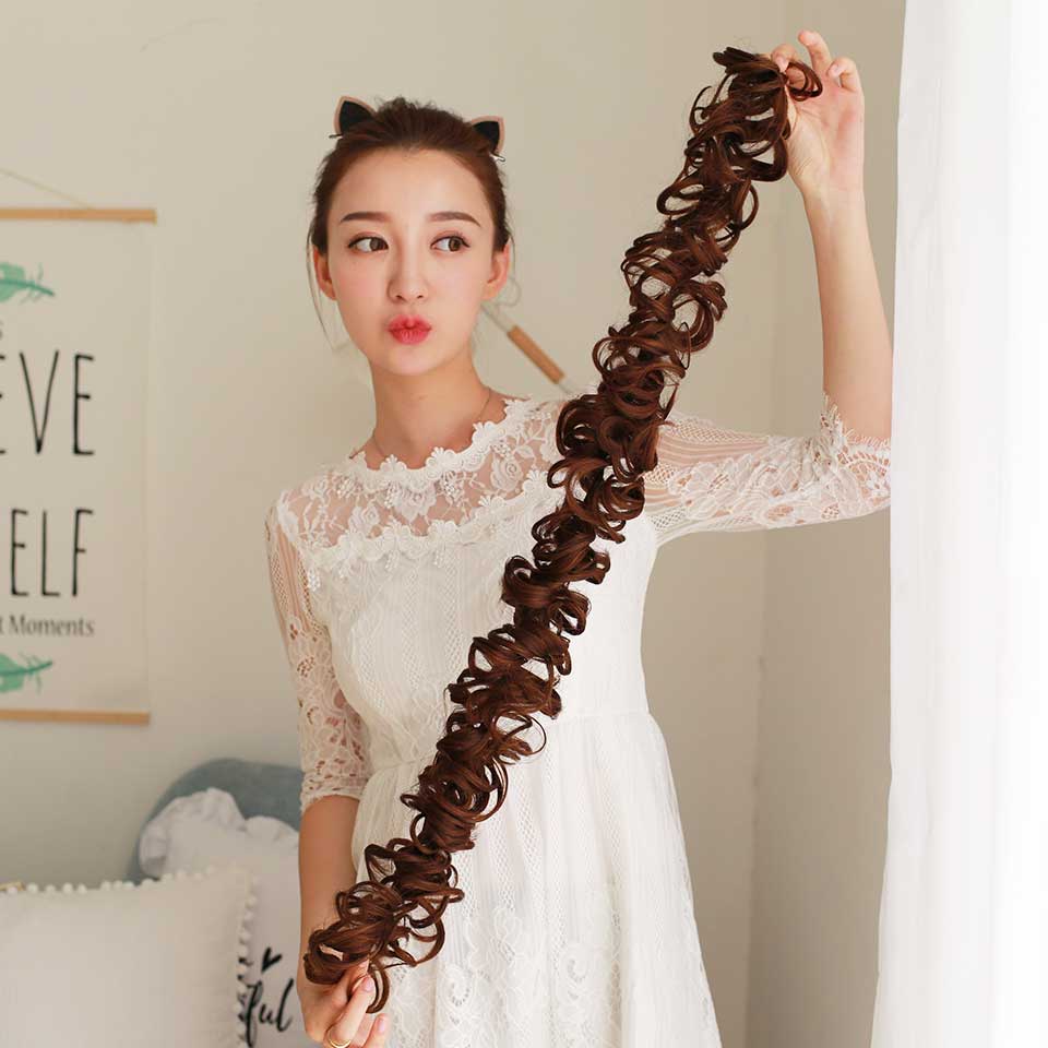 LVHAN Caterpillar Hair Accessories Diy Curly Wig Winding Wig Rubber Band A Variety Colors Available Synthetic Chignon For White