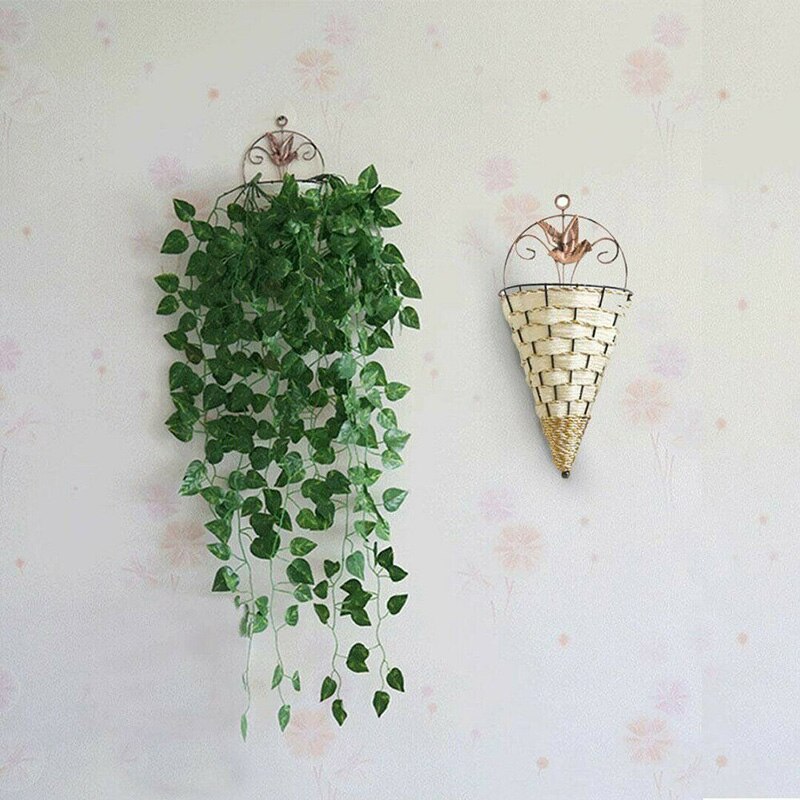 Rattan cone-shaped flower basket wall-mounted hand-woven country style for home garden decoration RT99