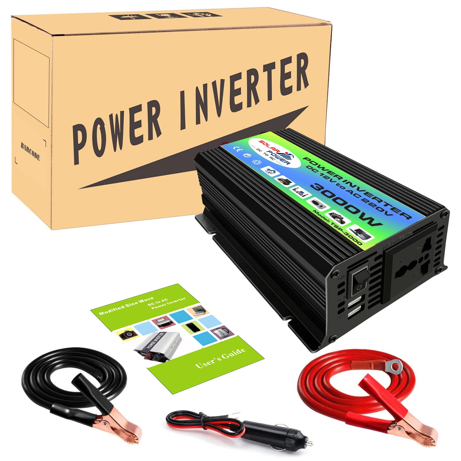 Peaks Power 3000W 12V TO 110/220V AC Solar Power Inverter Built-in Cooling Fan Car Converter Inverters for Home Appliances