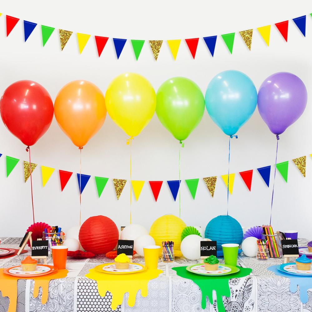 Banderín con temática de arcoíris para , banderines de papel coloridos para de feliz cumpleaños, guirnaldas de boda, decoraciones de barra de dulces