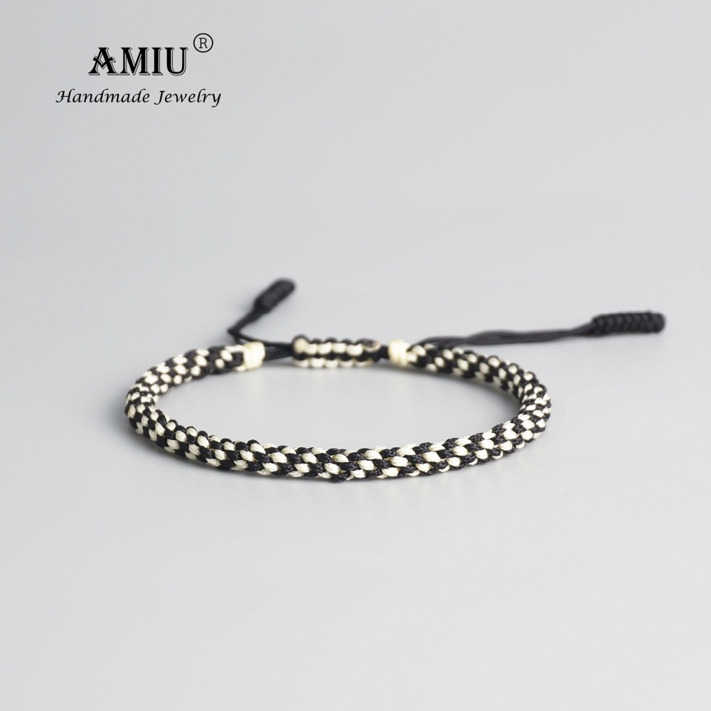 AMIU Tibetischen Buddhistischen Glück Amulett Tibetischen Armbänder & Armreifen Für Frauen Und Männer Handgemachte Knoten Seil Glück Freunde Armbinde