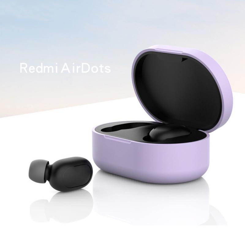 Silicone Cover Earphone Case suitable For Redmi Airdots Case comfortable For Redmi Airdots Mi True Wireless Earbuds Basic: purple