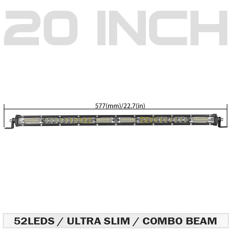 Ultral Slim Led bar 10 20 30 inch Combo Led Light Bar 12V 24V Flood Spot Driving Work Light for Jeep Trucks Tractor off Road ATV: 20 inch combo beam