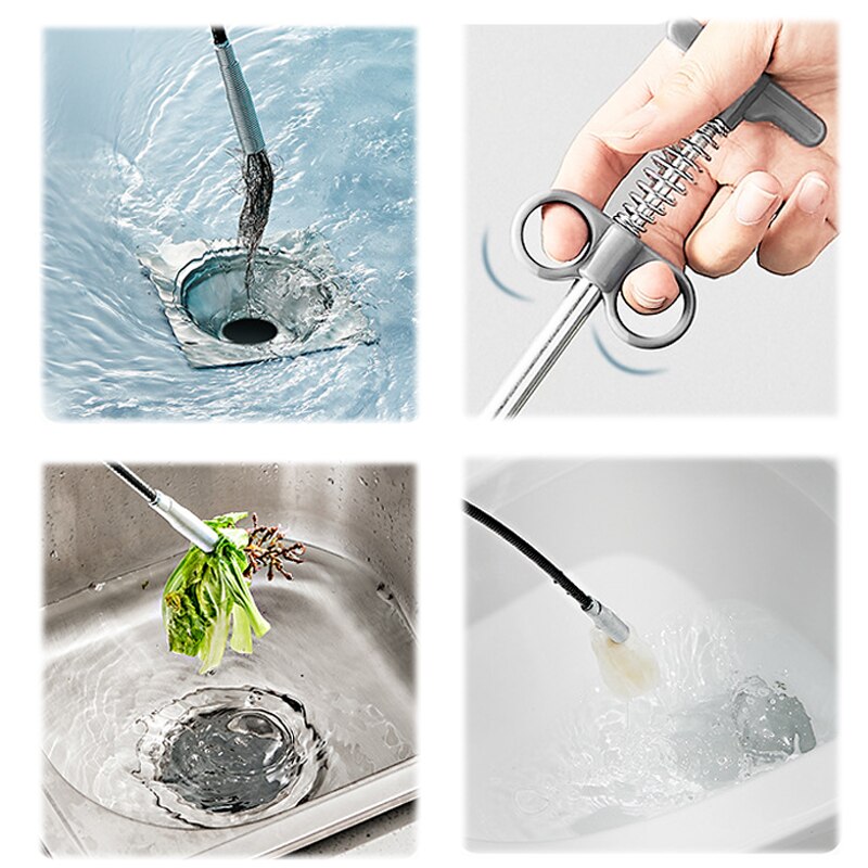 Sewer Pipe Unblocker Kitchen Sink Cleaning Hook Bathroom Hair Pipe Dredge Tool Sewer Toilet Cleaning Clog Plug Hole Remover Tool