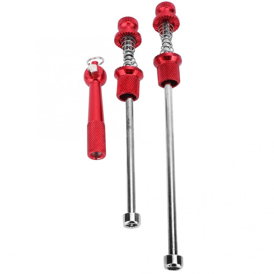 Juego de pinchos para bicicleta, herramienta de seguridad ultraligera de bloqueo, aleación de aluminio, antirrobo, liberación rápida: Rojo