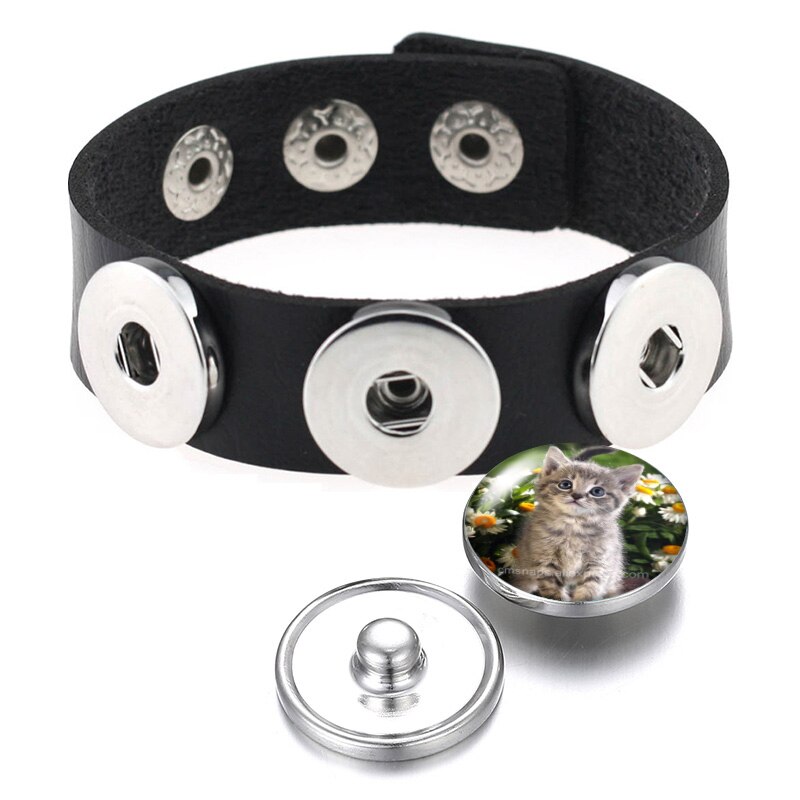 Botones a presión de 18mm con de flores, margaritas y lirios, foto redonda mixta, estilo de cabujón de cristal para joyería con botón a presión, 10 Uds.