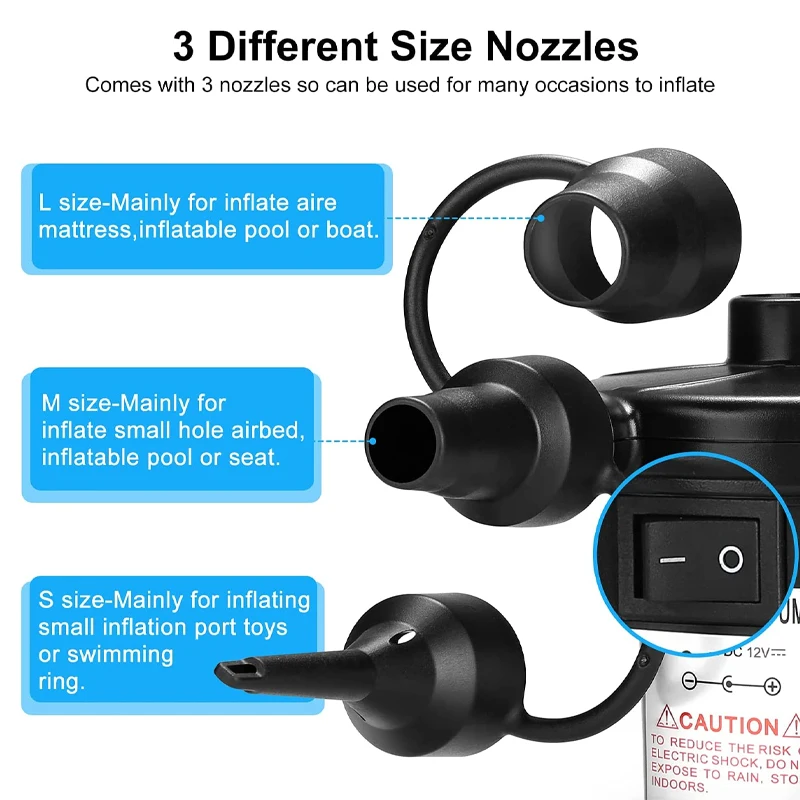 mini oppblåsbar pumpe elektrisk luftpute campingpumpe bærbar hurtigfyllende madrass svømmebasseng luftfyllingsblåser injektor