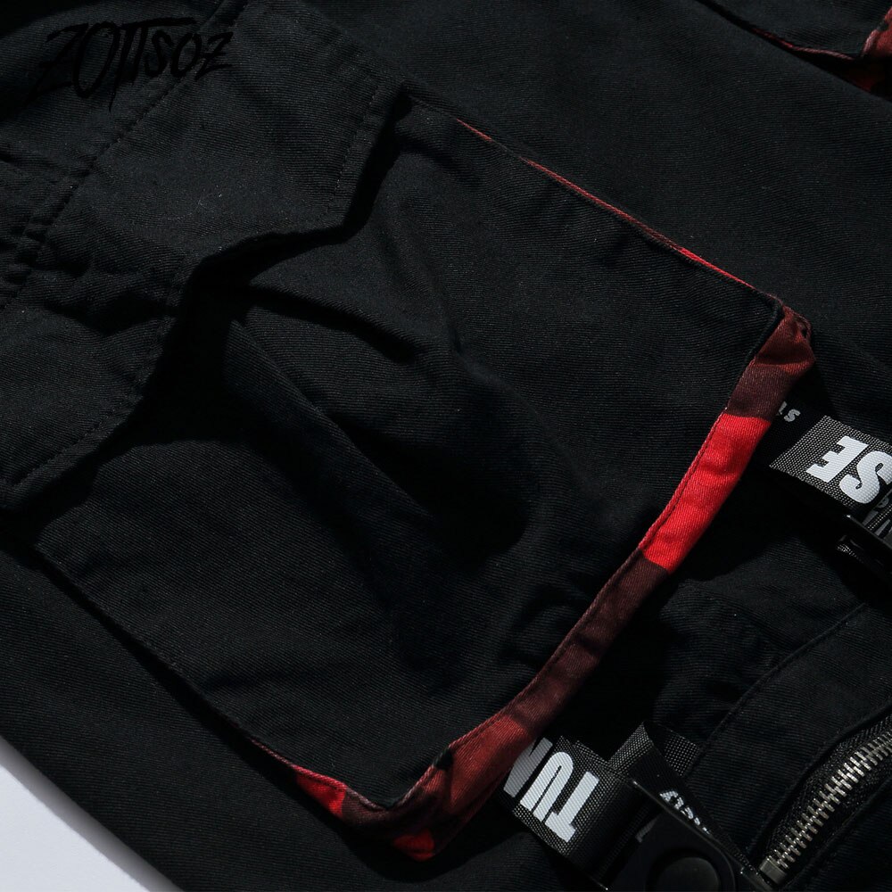 Mens Harem Joggers Cargo Sweatpants Streetwear Hip Hop Multi Pockets Ribbon Sweat Pants Mens Harajuku Casual Trousers