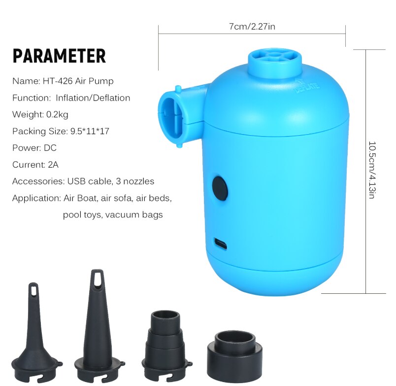 Portable USB Electric Air Pump Air Mattress Boat Sofa Auto Air Inflatable Pump for Car Camping Inflator