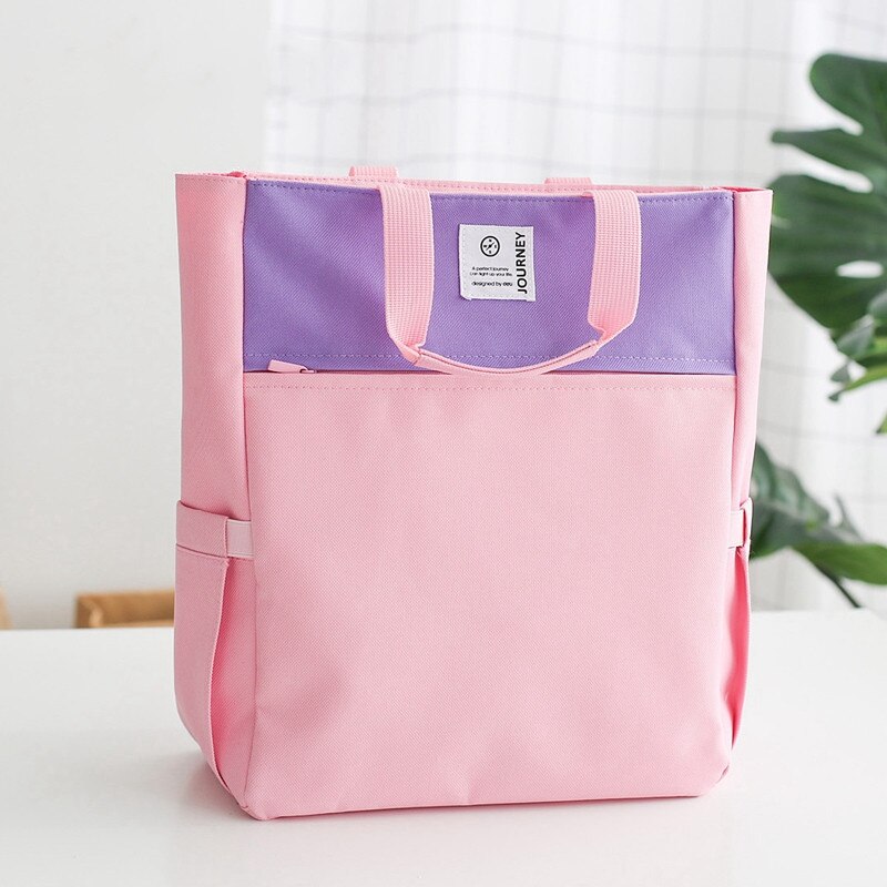 Canvas A4 File Folder Document Book Bag Desk Paper Organizer Storage Handbag For Students School Office Stationery: Style B pink