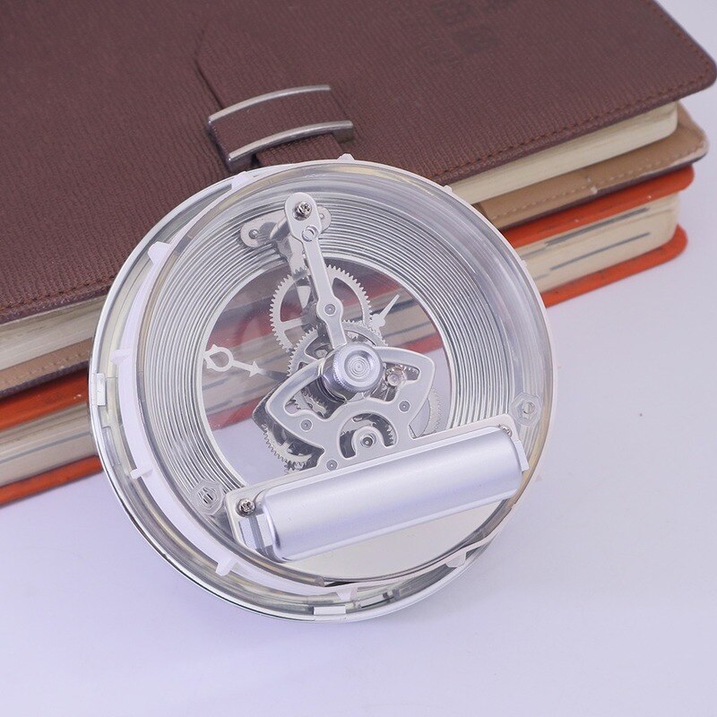 Clock Mechanism Built-In Clock Transparent Metal Gear Clock Movement Clocks Wall Home Decor Living Room Silver 103mm Diameter