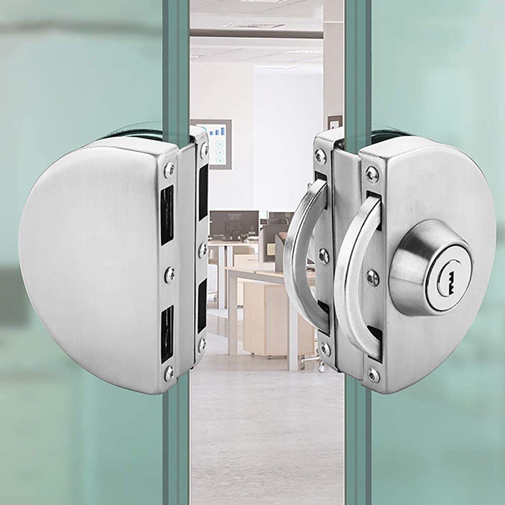 Niet-Geperforeerde Glas Lock Hardwarewith Sleutel Slot Enkele Deur Dubbele Deur Schuifdeur Lock Office Glijdende Klink Deurslot schakelaar