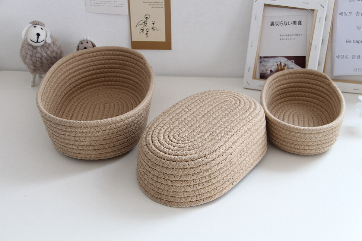 Boat-shaped Storage Basket Storage Box Desktop Sundries Storage Basket Cosmetic Porch Hand-woven Cotton Thread Storage Basket