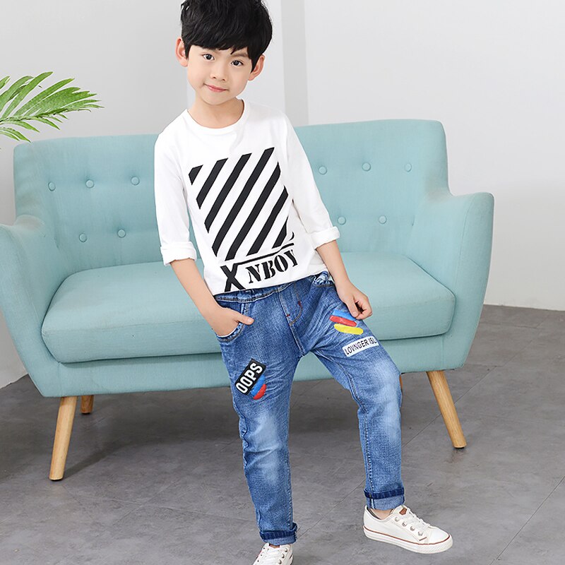 Mode Gebroken Gat Broek Kinderen Katoenen Jeans Voor Tiener Jongens Peuter Baby Lente Herfst Jeans Broek Blauwe Broek Kinderen