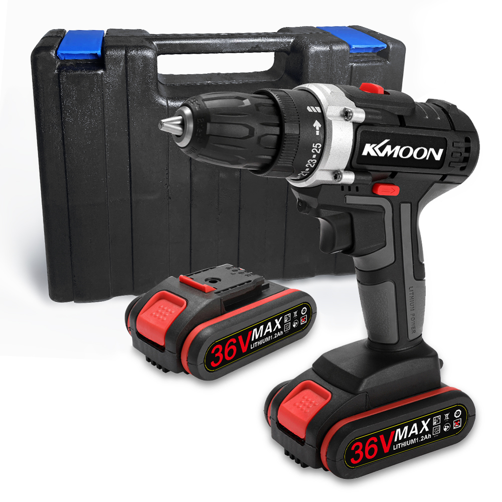 36V Impact Elektrische Boor Draadloze Elektrische Schroevendraaier Oplaadbare Lithium Batterij Mini Elektrische Boor Thuis Diy Power Tools Eu: Ordinary 2 Batteries