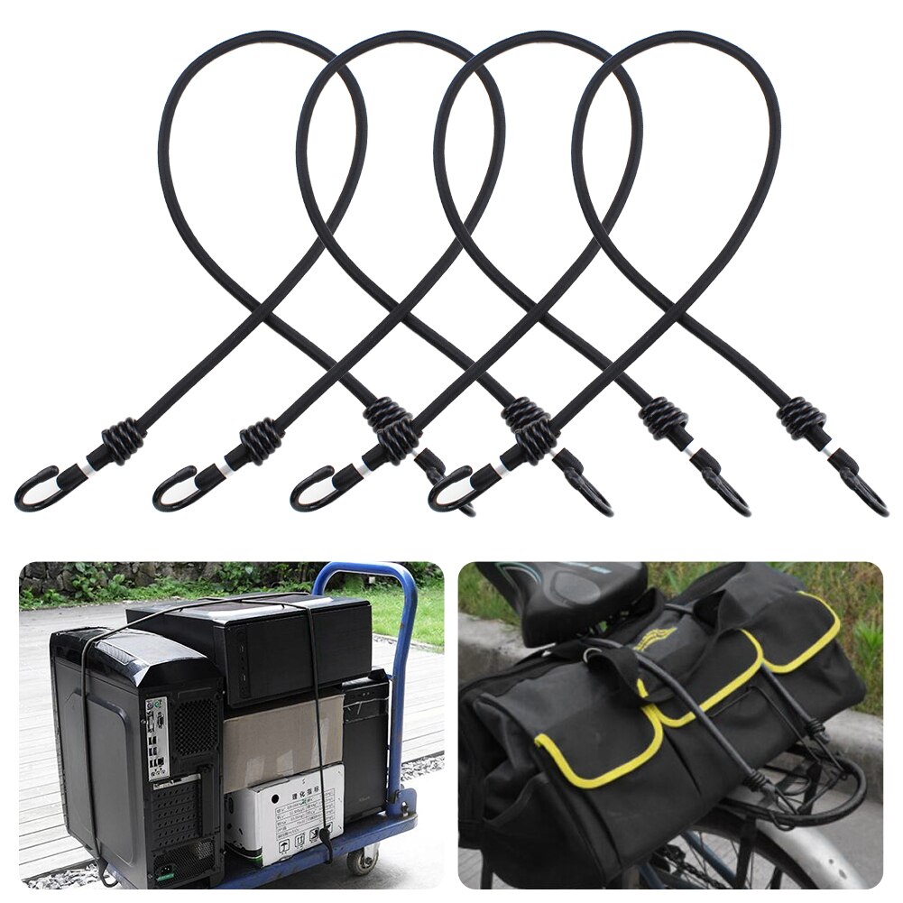Cuerda elástica de 4 piezas con ganchos para acampar al aire libre, cuerda elástica fija, corbatas para tienda de equipaje