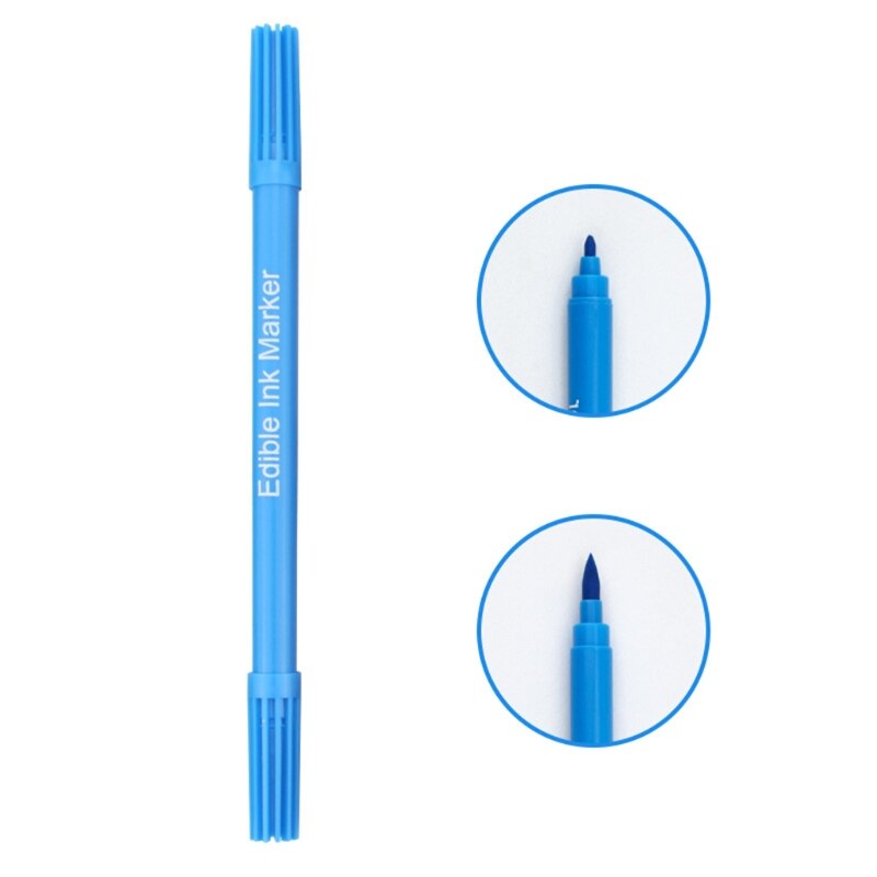 Y8AB Lebensmittel Klasse Zuckerguss Dekorieren Stift Mittagessen Verpackung Kuchen Kasten Lebensmittel Färbung Marker Dual-Gekippt Stifte freundlicher DIY: Blau