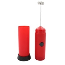 Potente batidor de doble resorte eléctrico Espumador de leche batidor de cocina batidora de mano de leche para café Latte capuchino, Rojo: Default Title
