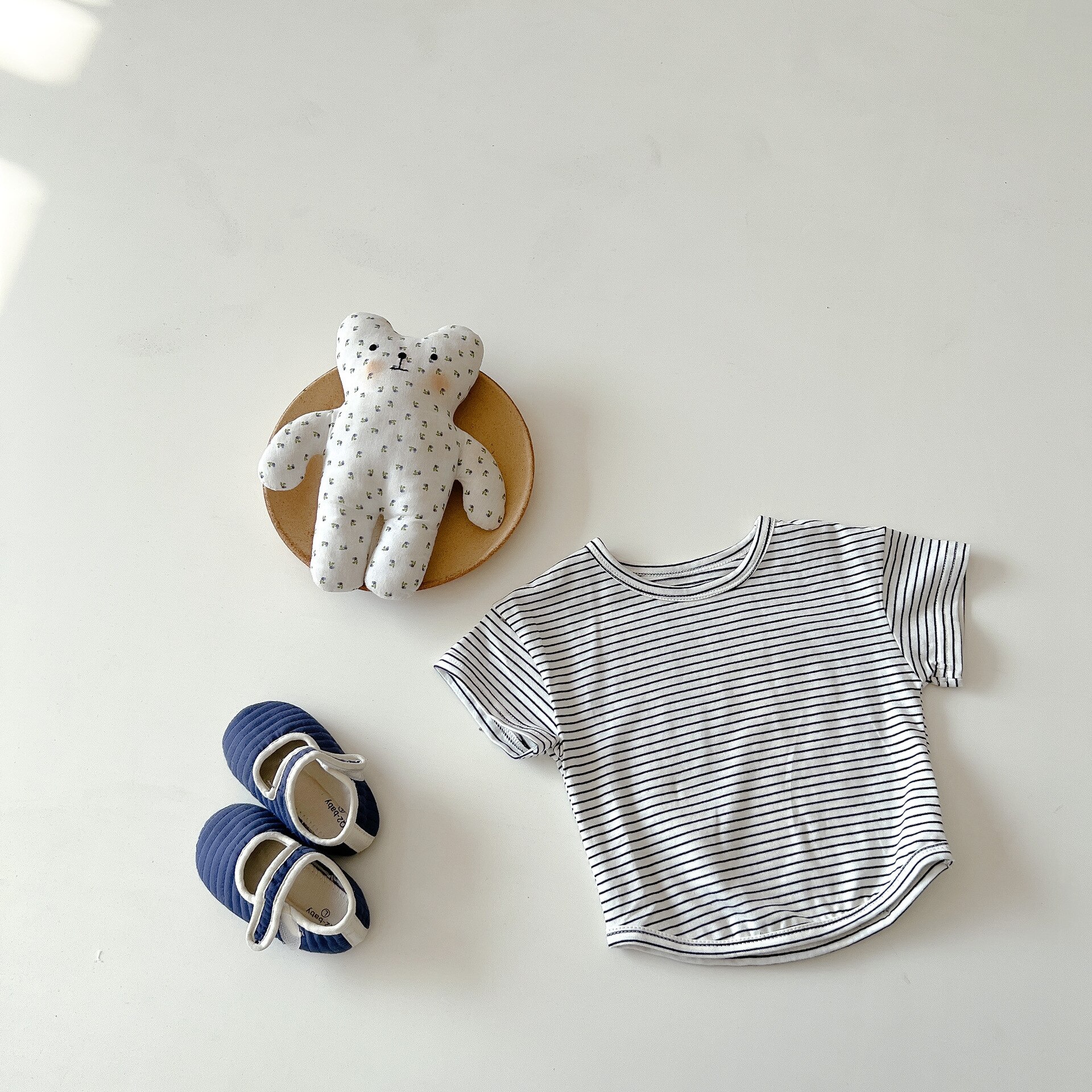 1225B Babykleertjes Beer Cowboy Riem Broek Lente Zomer 2022 Koreaanse Baby Boy Gestreepte Korte Mouw T-shirt Of Riem romper: stripe t shirt / 66 for 6m