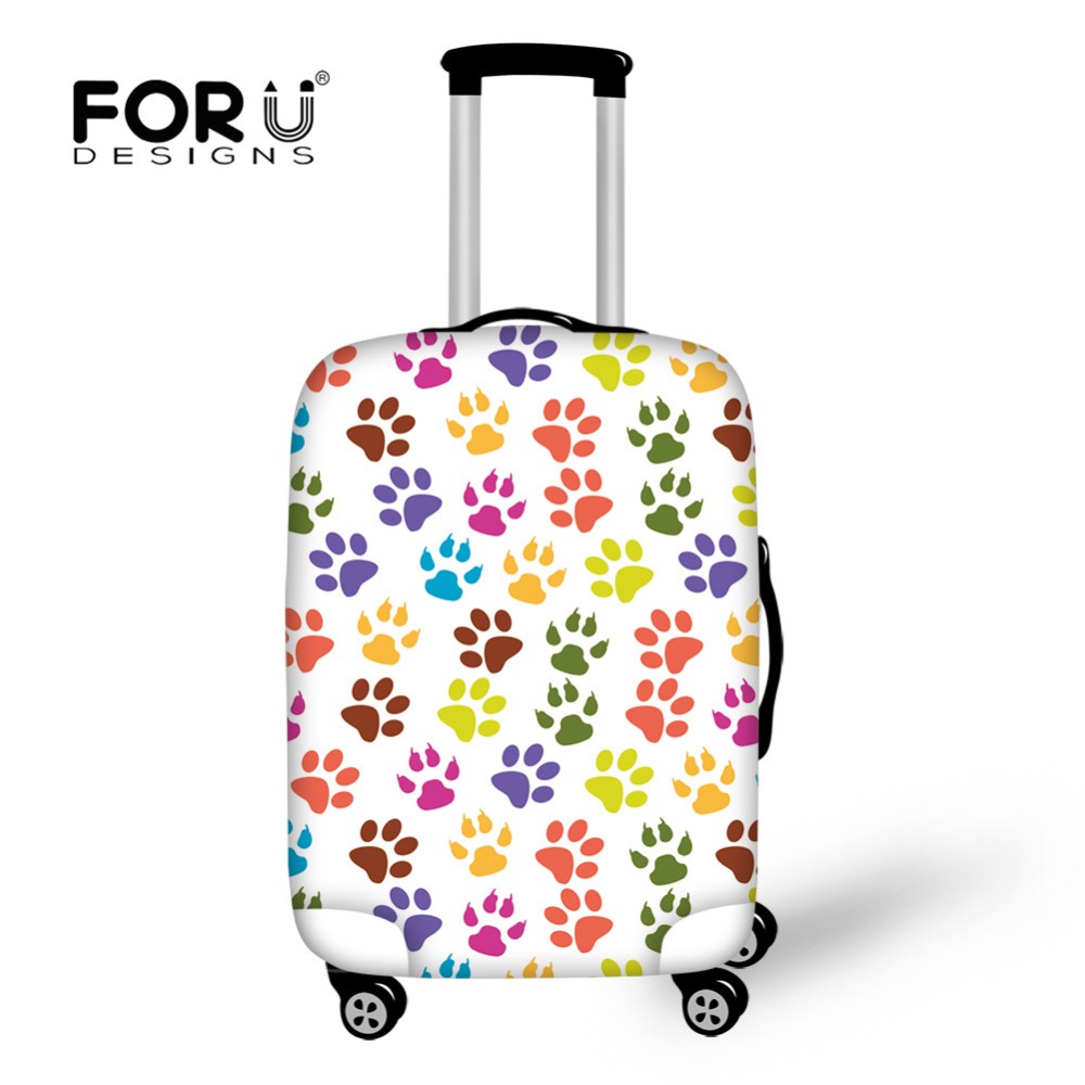 FORUDESIGNS Travel On Road Luggage Cover Protective Dye Dog Paw Print Apply to 18-30 inch Trunk Case Covers Vacation Accessories