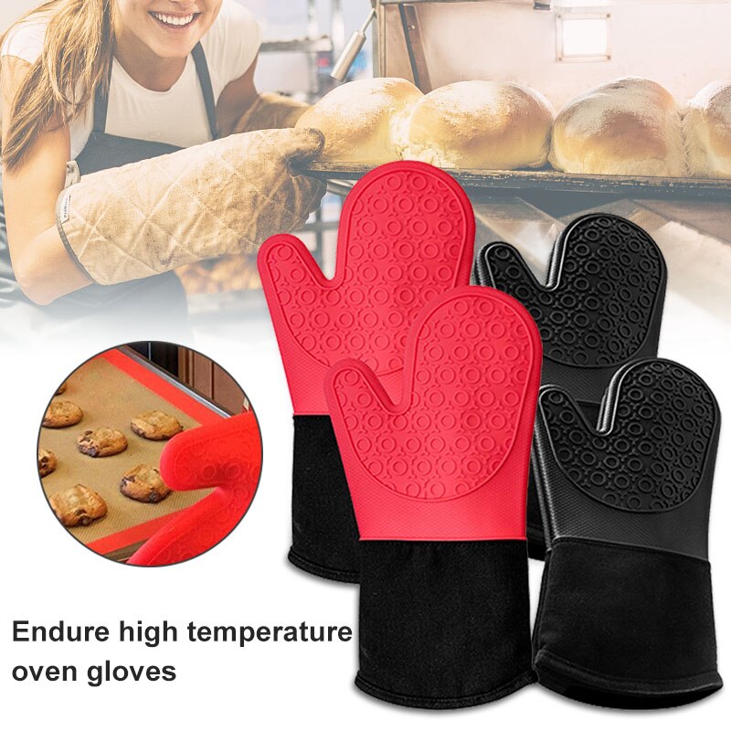 Siliconen Ovenwant Waterdichte Hittebestendige Keuken Handschoenen Voor Barbecue Koken Antislip Bakken Siliconen Handschoenen