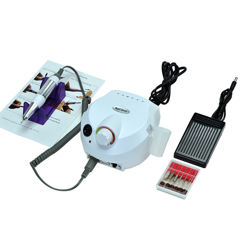 Máquina pulidora eléctrica para uñas, 35000RPM, para manicura y pedicura, taladro potente para salón, máquina a pedales taladro para uñas