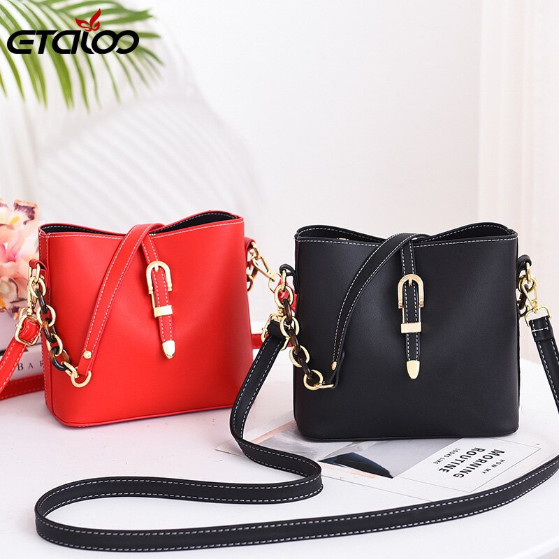 Bucket Shoulder Bag Women Chains Crossbody Bag Female Belt lock Messenger Bags Ladies PU Leather Handbag Women's Bag