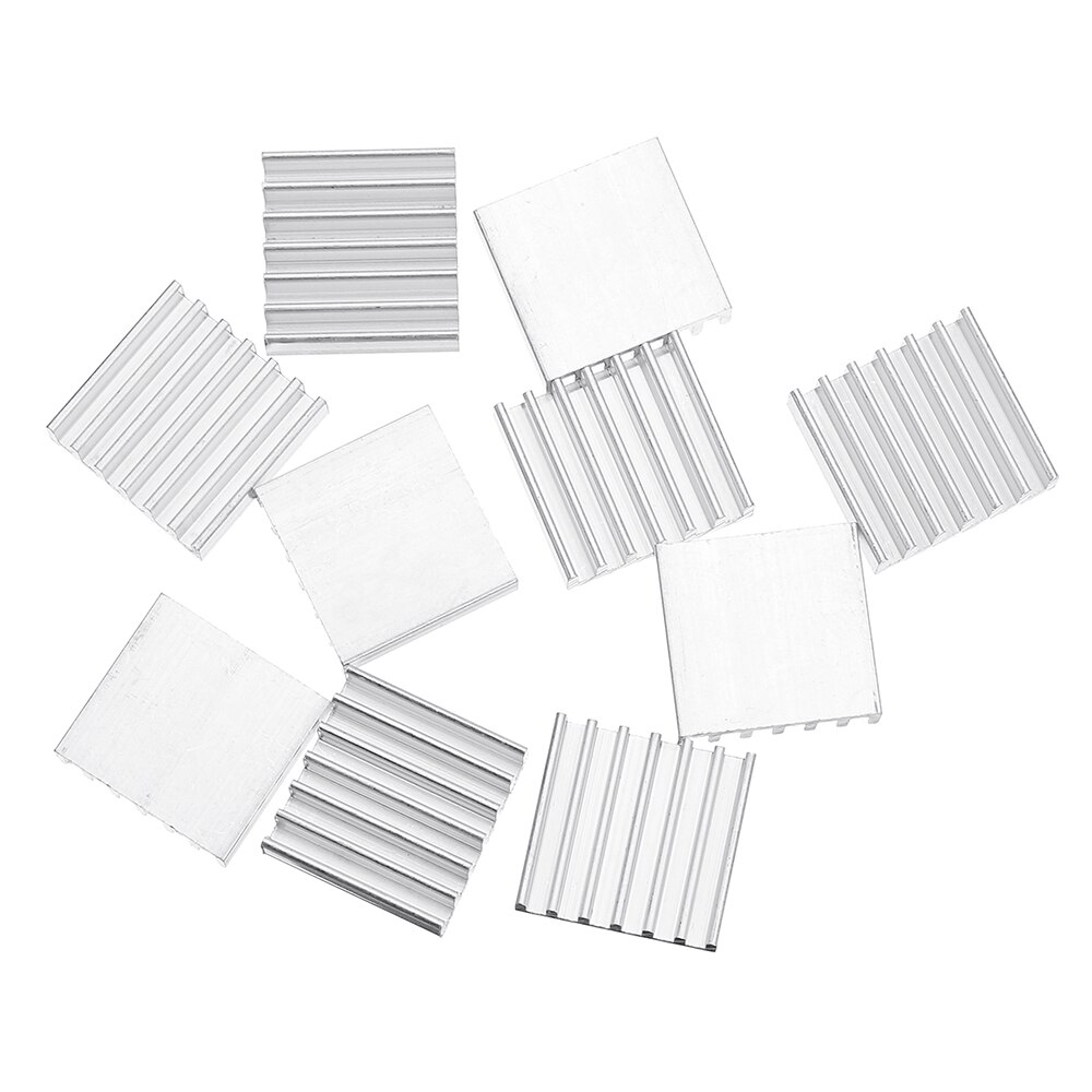 10 stk 14 x 14 x 4mm sølv computer køler radiator aluminium køleplade køleplade til elektronisk chip varmeafledning kølepuder