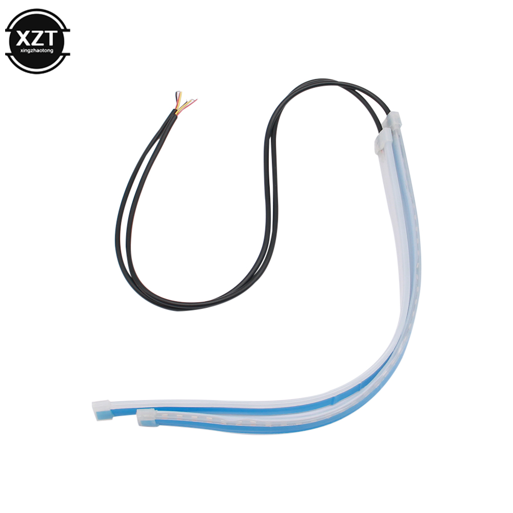 Luces de circulación diurna ultrafinas LED DRL para coche, señal de giro Flexible e impermeable, luz lateral de freno amarilla, accesorios para automóvil, 2 uds.