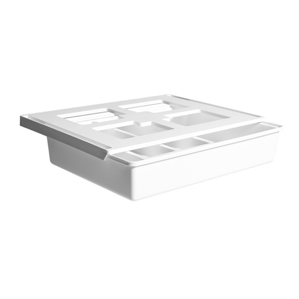 1 Pc Under Desk Drawer Office Storage Box Self Stick Table Desk Storage Box (White): Default Title
