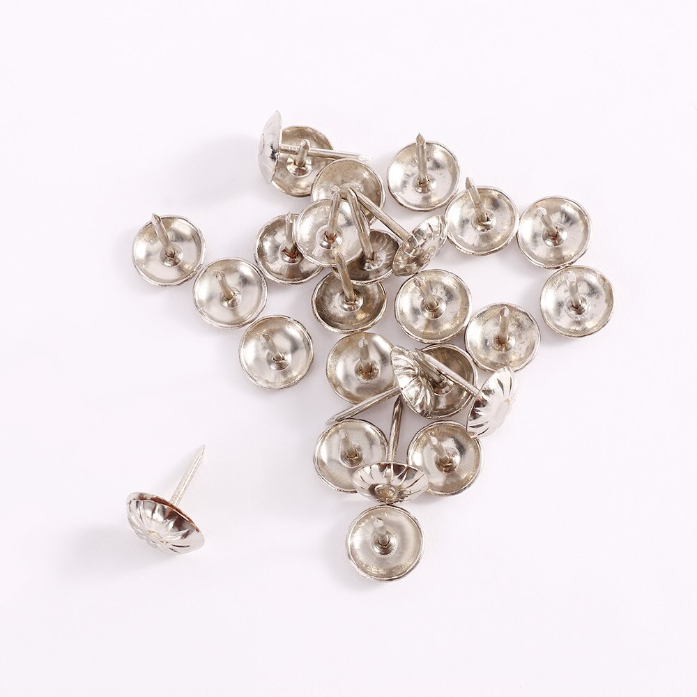 Tachuelas decorativas de latón dorado, caja de para joyería, chinchetas de mesa, herramientas para muebles, carpintería, 11x16mm, 100 Uds.: 100pcs-Silver