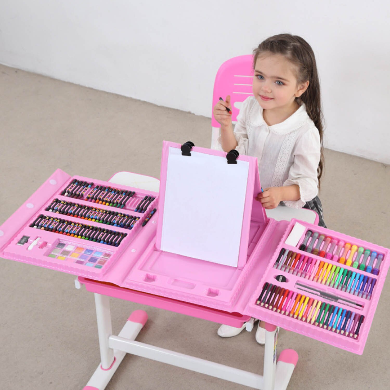 Juego de lápices de colores para niños, rotulador de crayón, pincel, herramientas de dibujo, pintura creativa, pincel de grafiti, 176 Uds.: Pink
