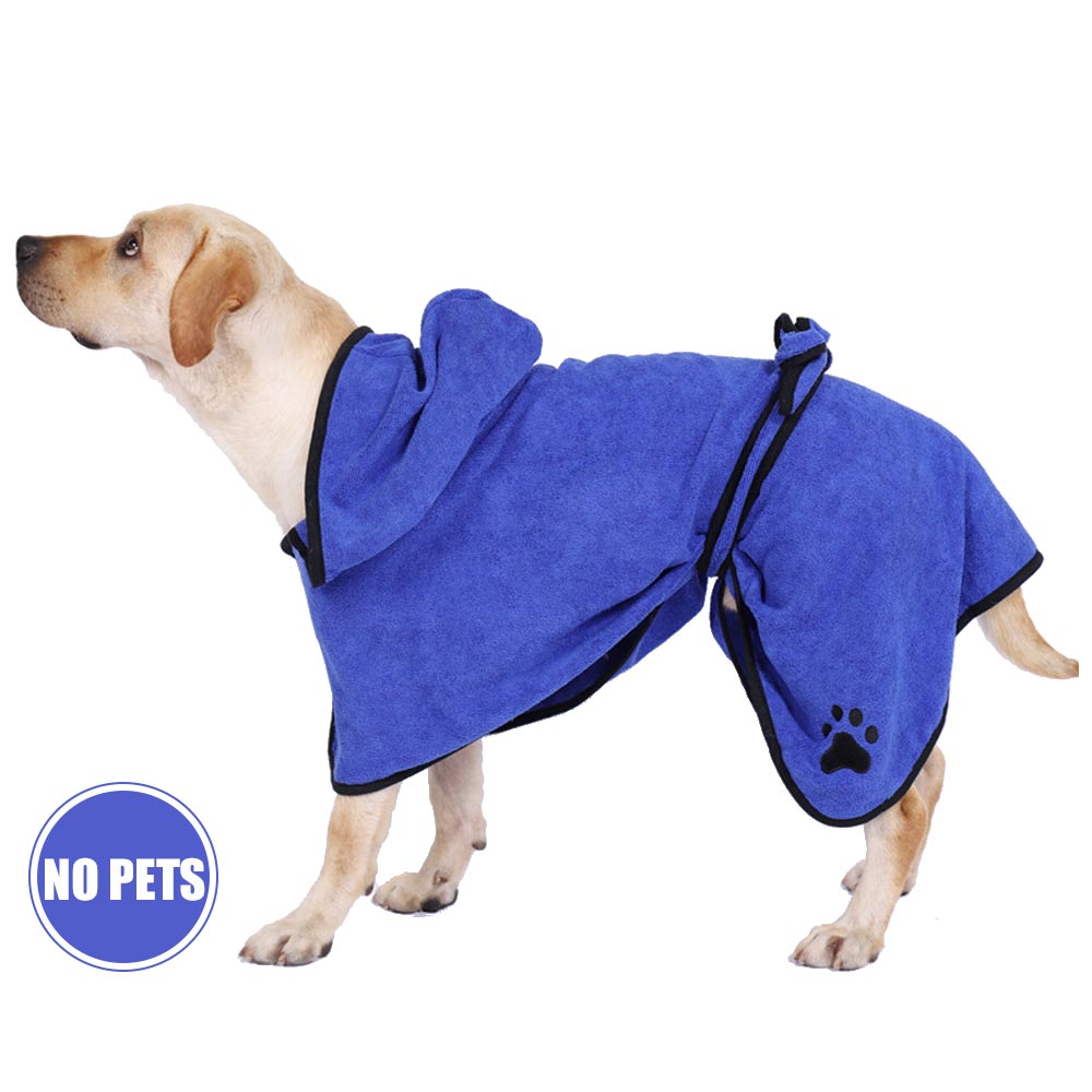 S / m / l / xl kjæledyr hund katt badekåpe myk raskt absorberende vann fiber kjæledyr tørking håndkle kappe med hatt katt kjæledyr grooming hund tilbehør: Blå / S 40cm