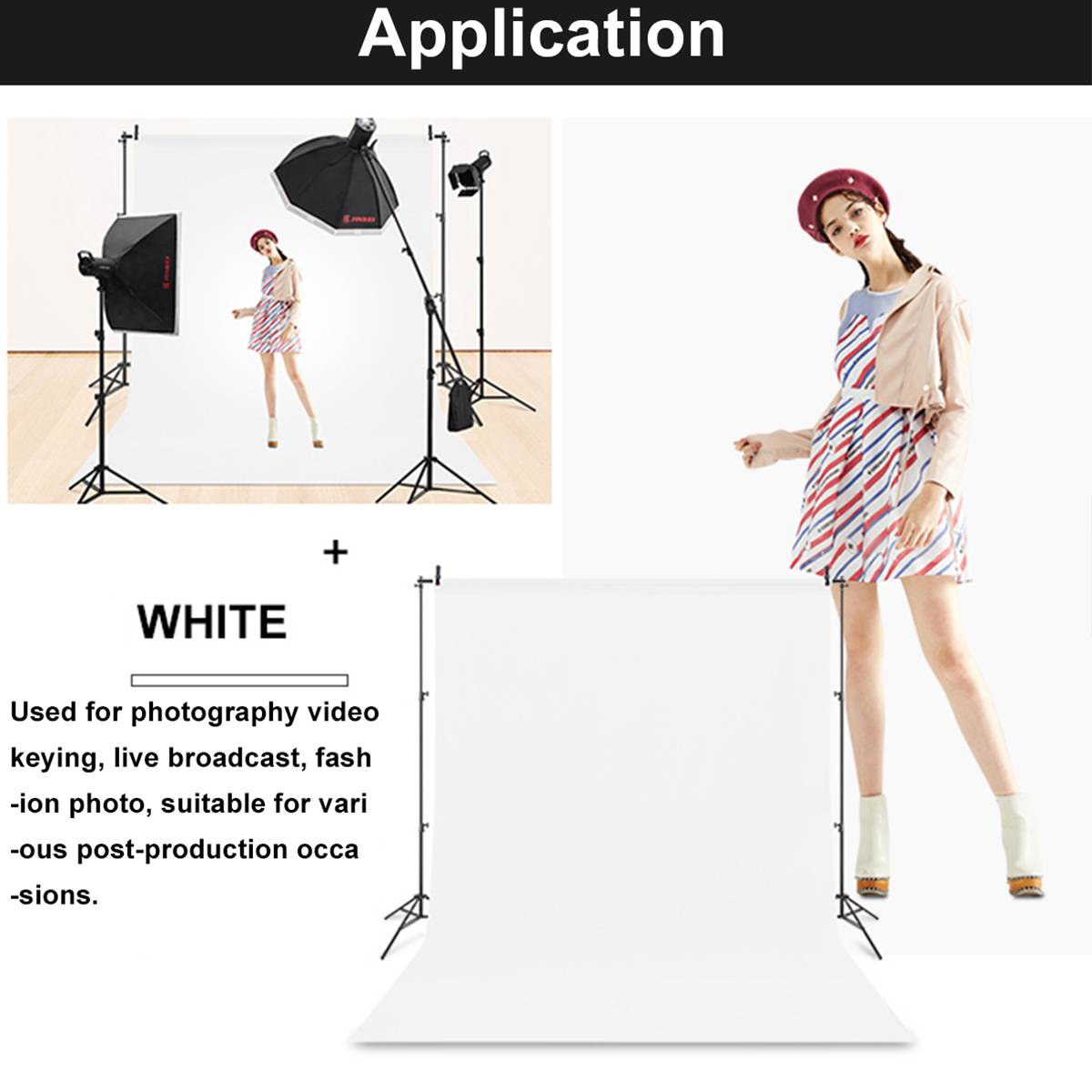 160x300CM Photography Photo Studio Simple Background Backdrop Non-woven Solid Color Green Screen Chromakey 3 Color Cloth /Stand