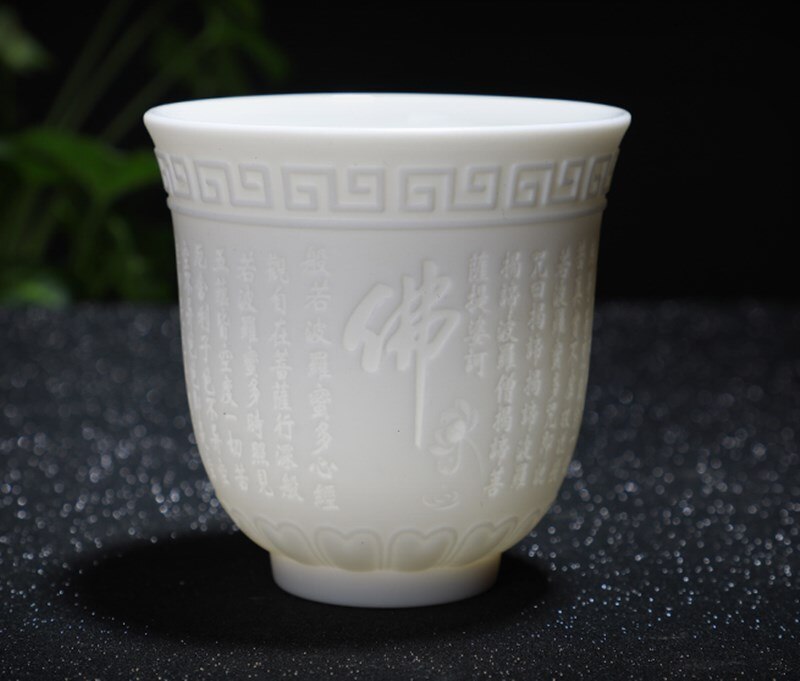 Keramik Buddha wort Tee tasse herz sutra mantra günstig Meister teetasse weiß porzellan einzigen tasse