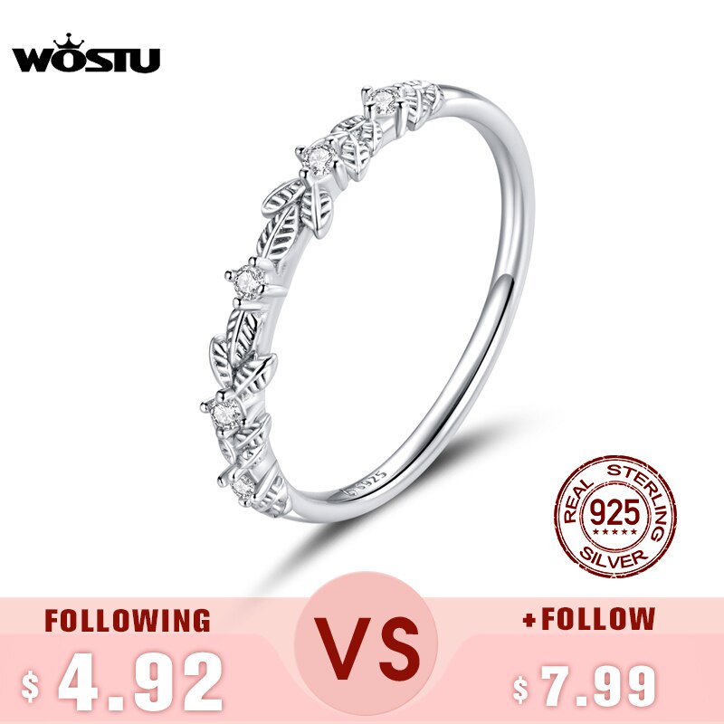 Wostu Vintage Wijnstok Ring 925 Sterling Silver Bright Zirkoon Ring Voor Vrouwen Wedding Anniversary Vinger Sieraden CTR140