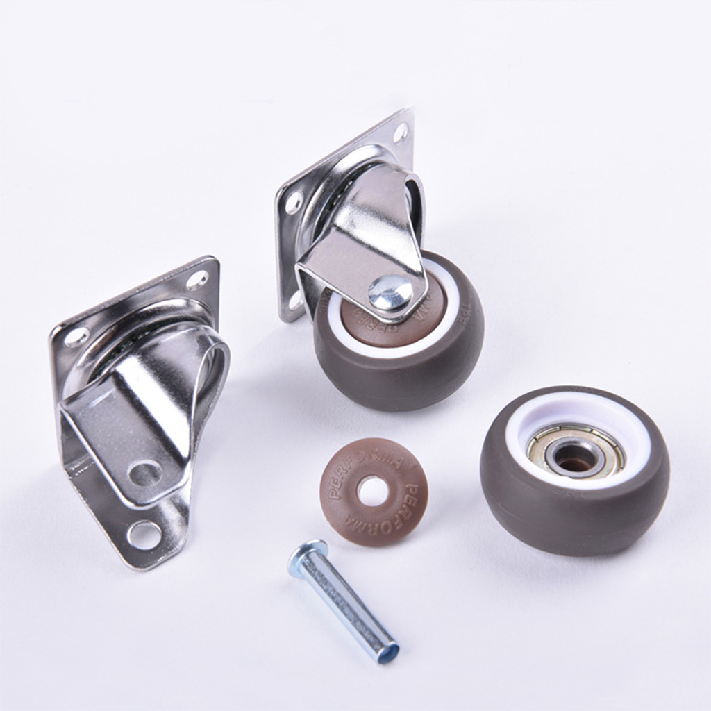 1.25/1.5/2 Inch Swivel Rubber Caster Wheels 4PCS Heavy Duty Rubber Caster Wheels with 360 Degree for Furniture Industry