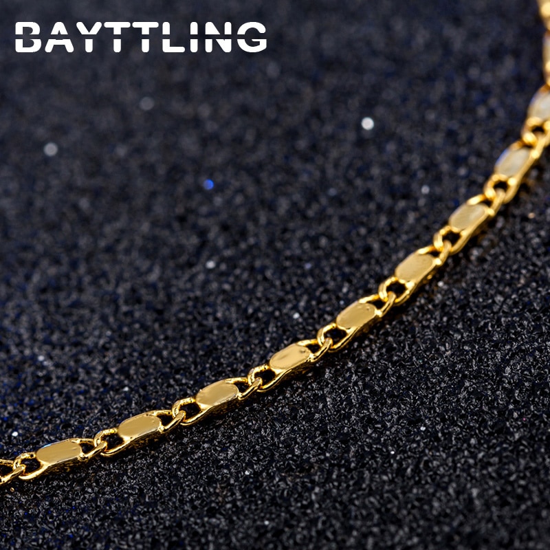 BAYTTLING 925 Sterling Silver 8 Inch Gold 2MM Smooth Anklet For Women Wedding Couple Jewelry