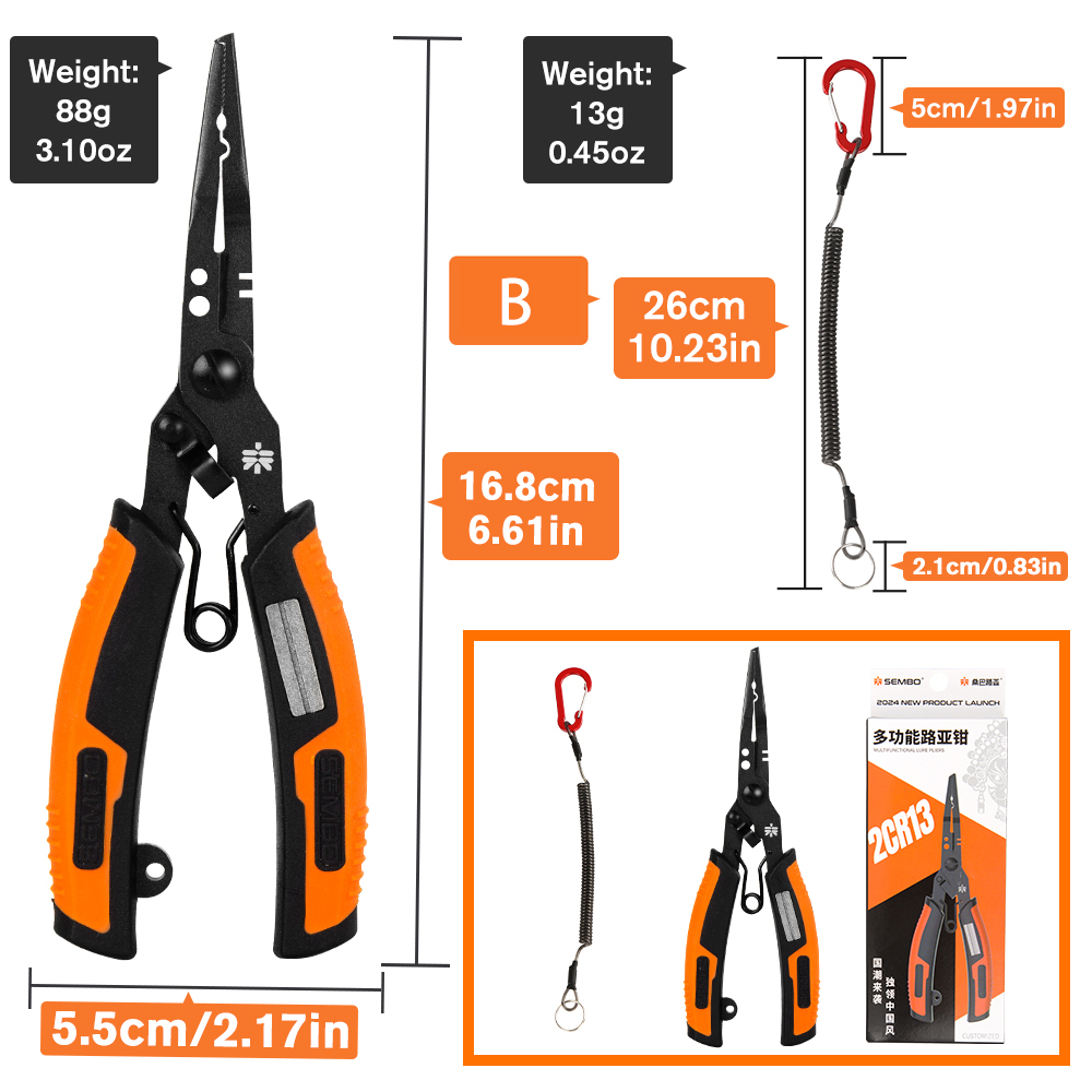 ZUKIBO nueva alicates de pesca multifunción con afilador de anzuelos, alicates de pesca de acero inoxidable 2CR13, pinzas para quitar anzuelos y señuelos: Marrón