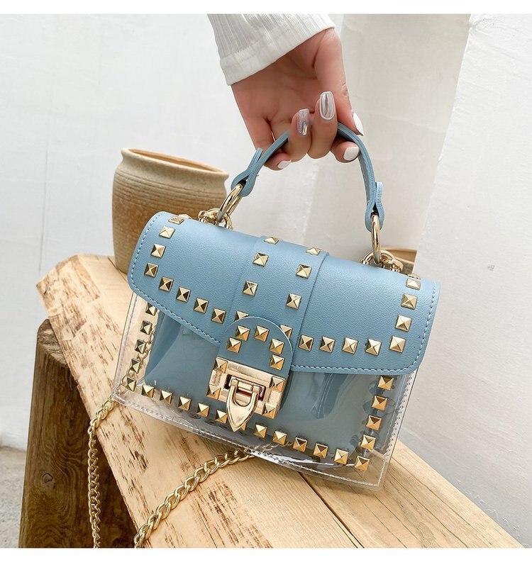 PU Leather Purses and Handbags PVC Rivet Decoration Bags for Women Girls Female Shoppers Casual Wallets: tianlanse