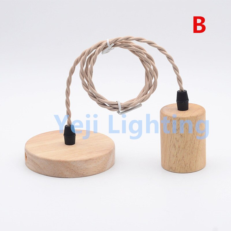 Hout lamp base houten plafond rose luifel met gevlochten kabel Moderne plafond plaat met E27 lamp houder voor led hanger lamp