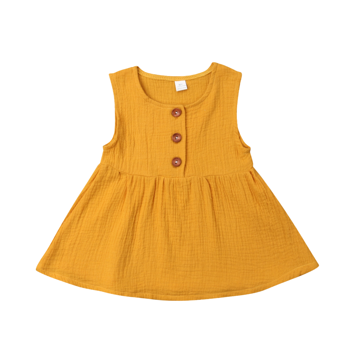0-3 Years Summer Kids Toddler Baby Girls Sleeveless Blouse Cotton Casual Vest Tops Shirt Button Casual Ptincess Clothes: Yellow / 3M