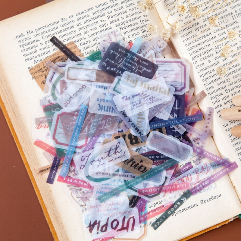 100 stk/posere årgang skrivbar engelsk stikkord kule tidsskrift dekorative washi klistremerker scrapbooking pinne etikett dagbok album klistremerker