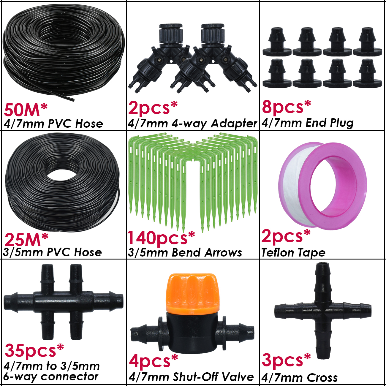 KESLA Garten 4/7 mm bis 3/5 mm Schlauchbewässerungssystem Mikro Tropfen Bewässerung Bausatz Timer Pfeil Emitter Tropfer Bonsai Pflanze Gewächshaus: Grün