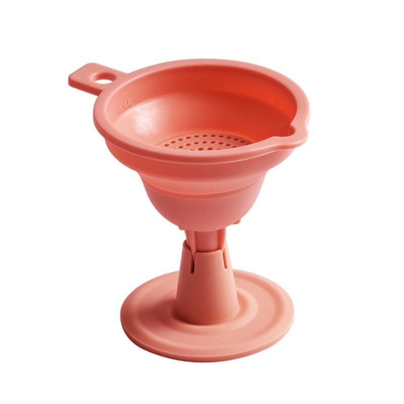 Folding Portable Funnel Silicone Liquid Fliter Collapsible Funnel Kitchen Liquid Dispensing Portable Multifunctional Oil Funnel: pink