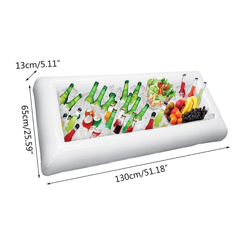 White Inflatable Ice Trough Durable PVC Water Entertainment Salad Plate Stand J2HA