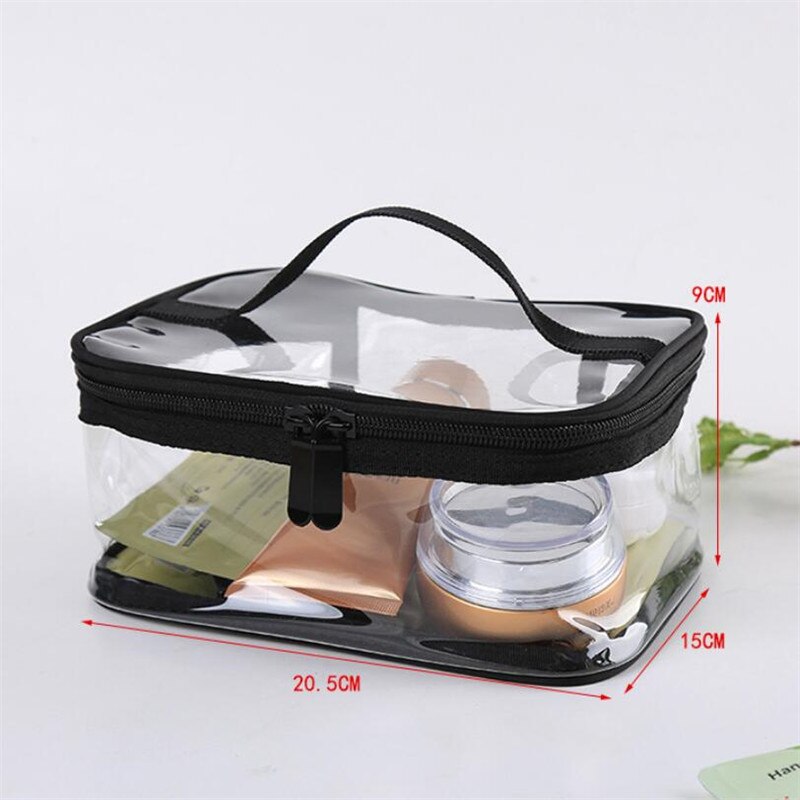 Transparante Pvc Cosmetische Tas Voor Vrouwen Waterdichte Clear Make Tassen Beauty Case Make Up Organizer Opslag Bad Toilettas Wash Bag: Square Medium