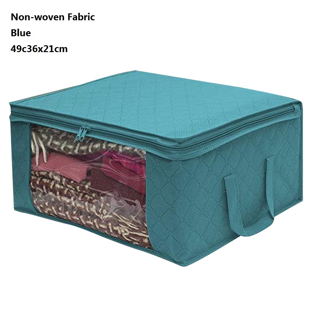 Non-woven Fabric Folding Storage Box Quilt Clothes Collecting Case With Zipper Toys Storage Organizer With Clear Window Bag: A1 1pc