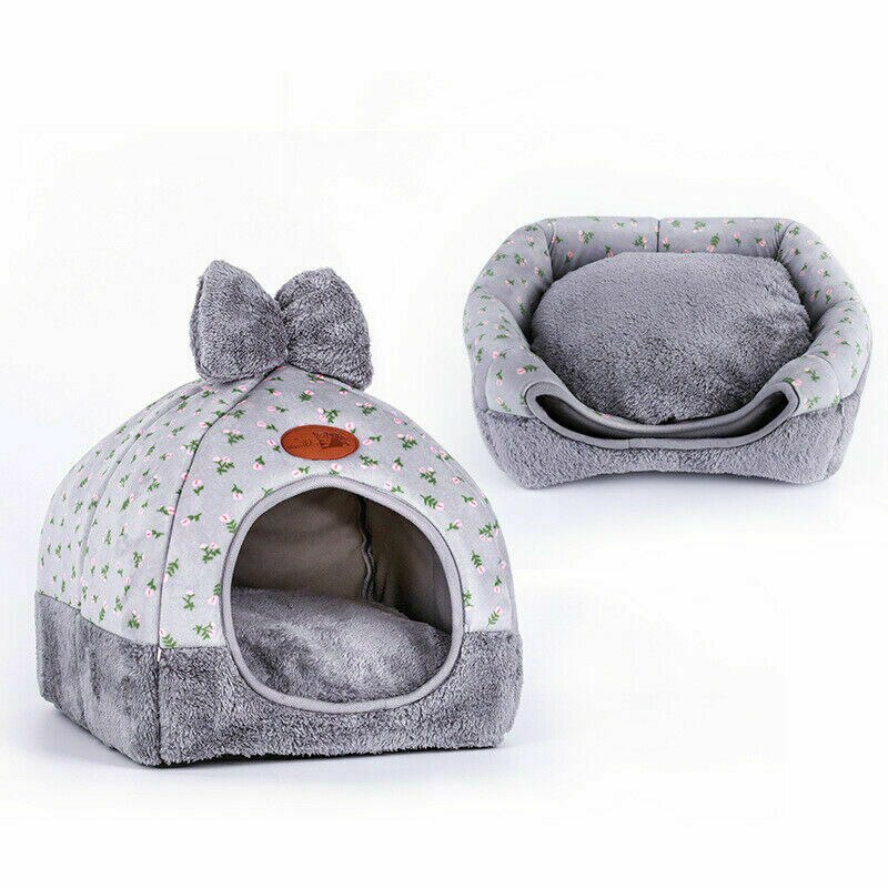 Casa de mascotas bonita iglú, cama de invierno de lana acolchada muy cálida, caseta para perros y gatos pequeños y medianos